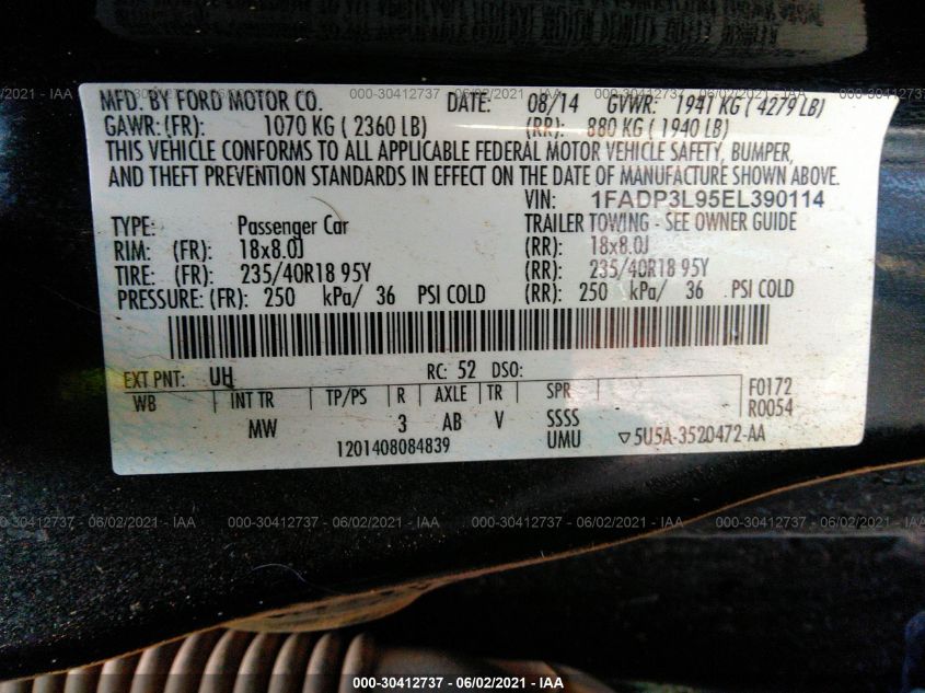 2014 FORD FOCUS ST 1FADP3L95EL390114