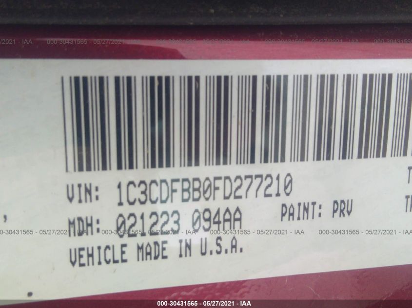 2015 DODGE DART SXT 1C3CDFBB0FD277210