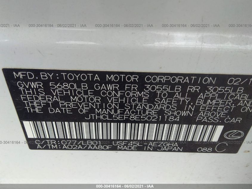 2014 LEXUS LS 460 JTHCL5EF8E5021184