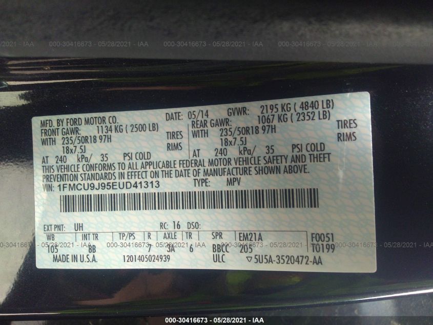 2014 FORD ESCAPE TITANIUM 1FMCU9J95EUD41313