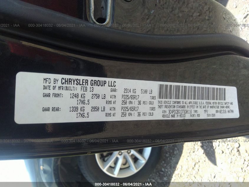 2013 DODGE JOURNEY SXT 3C4PDCBG1DT630116