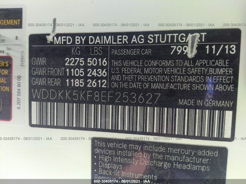 2014 MERCEDES-BENZ E-CLASS E 350 WDDKK5KF8EF253627