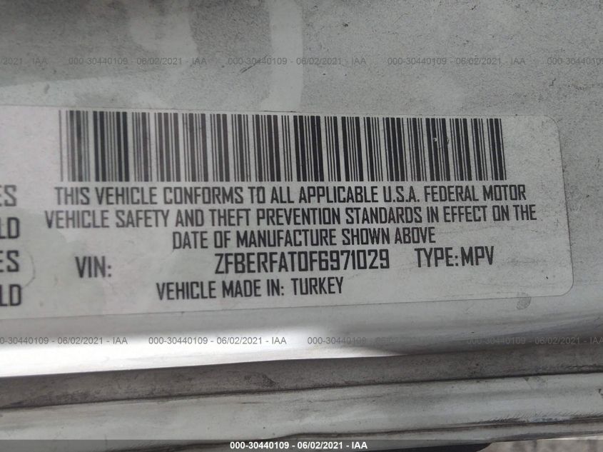 2015 RAM PROMASTER CITY CARGO VAN TRADESMAN ZFBERFAT0F6971029
