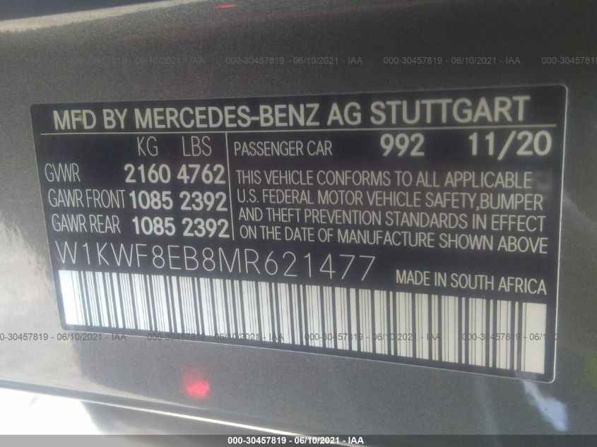 2021 MERCEDES-BENZ C-CLASS C 300 W1KWF8EB8MR621477