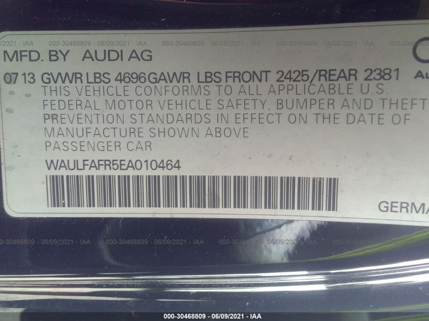2014 AUDI A5 PREMIUM PLUS WAULFAFR5EA010464