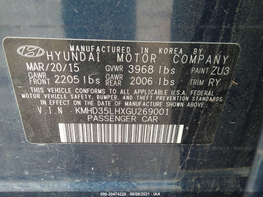 2016 HYUNDAI ELANTRA GT KMHD35LHXGU269001
