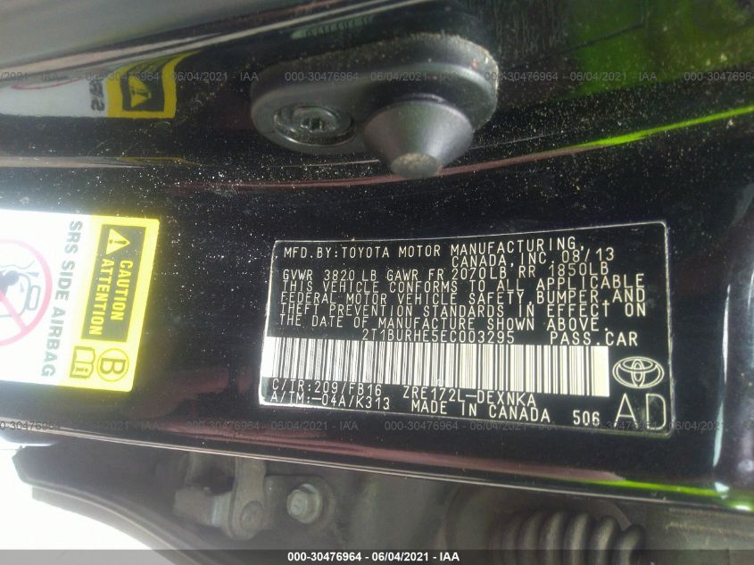 2014 TOYOTA COROLLA LE 2T1BURHE5EC003295