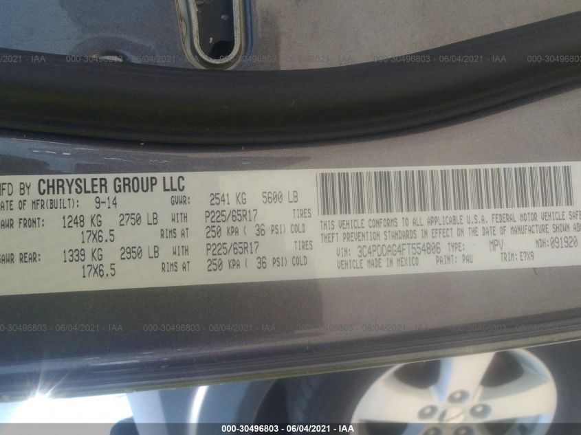 2015 DODGE JOURNEY SE 3C4PDDAG4FT554806