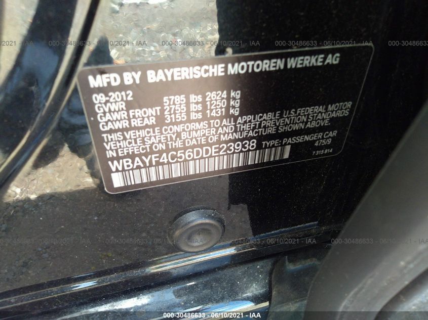 2013 BMW 7 SERIES 740LI XDRIVE WBAYF4C56DDE23938