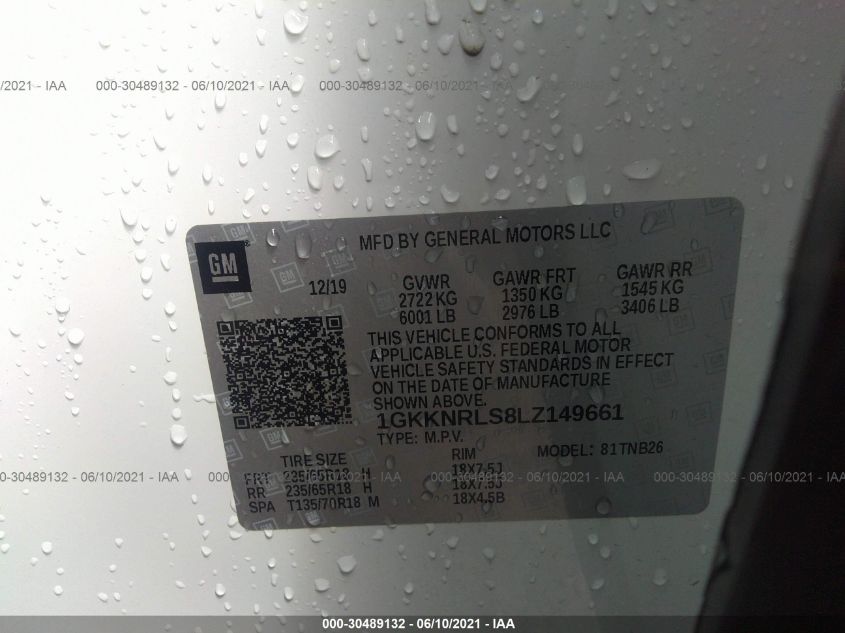 2020 GMC ACADIA SLE 1GKKNRLS8LZ149661