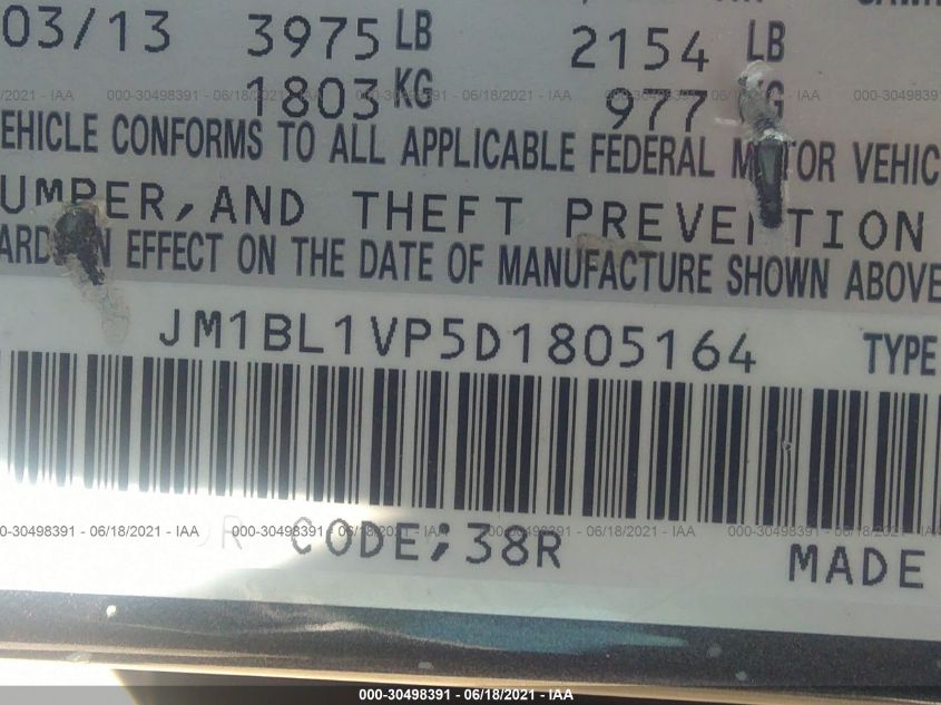 2013 MAZDA MAZDA3 I TOURING JM1BL1VP5D1805164