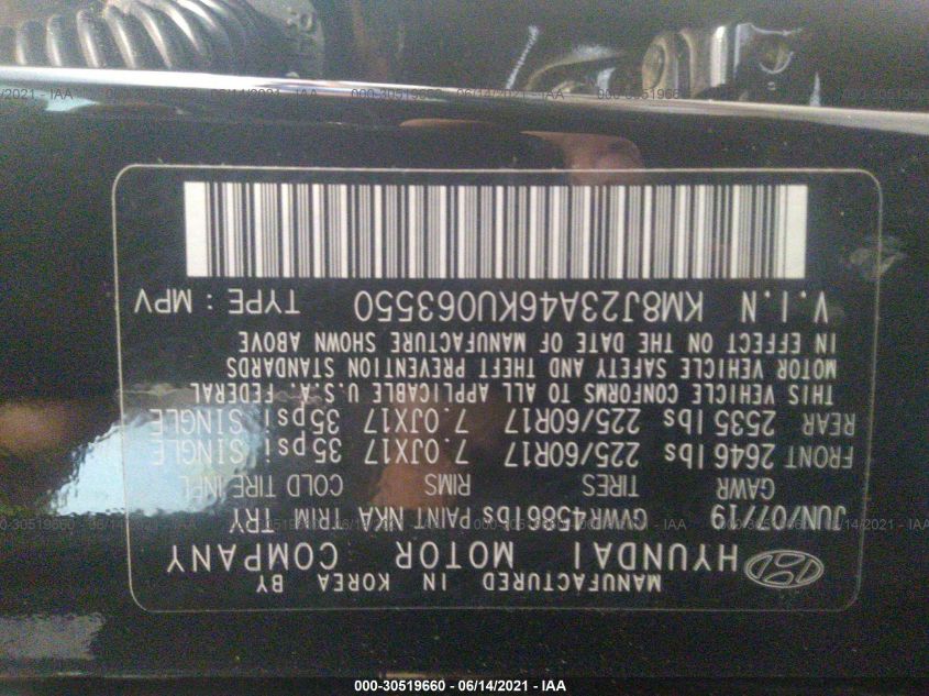 2019 HYUNDAI TUCSON SE KM8J23A46KU063550