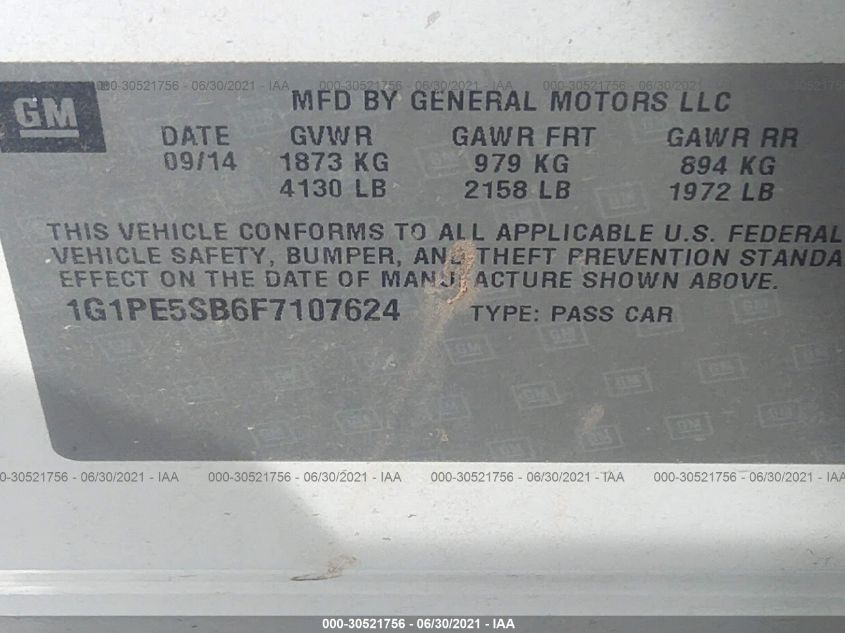 2015 CHEVROLET CRUZE LT 1G1PE5SB6F7107624