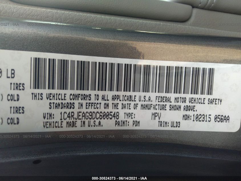 2013 JEEP GRAND CHEROKEE LAREDO 1C4RJEAG9DC600548