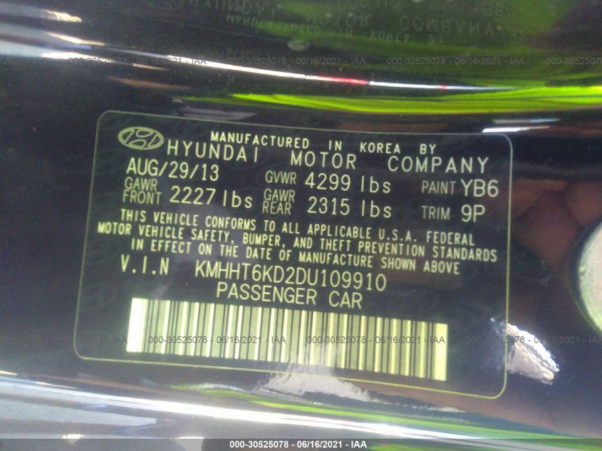 2013 HYUNDAI GENESIS COUPE 2.0T R-SPEC KMHHT6KD2DU109910