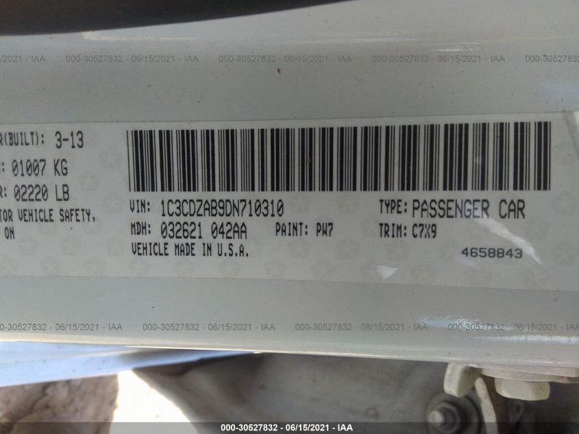 2013 DODGE AVENGER SE 1C3CDZAB9DN710310