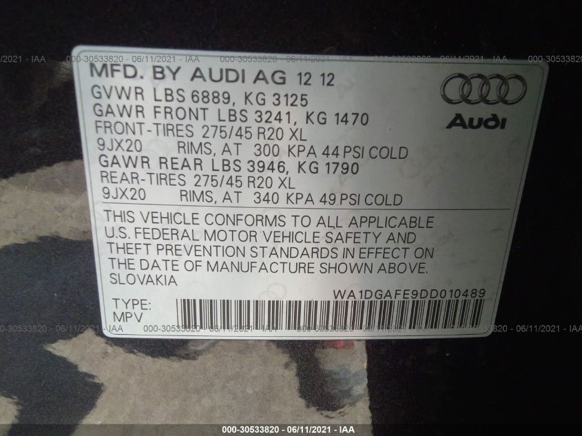 2013 AUDI Q7 3.0T S LINE PRESTIGE WA1DGAFE9DD010489