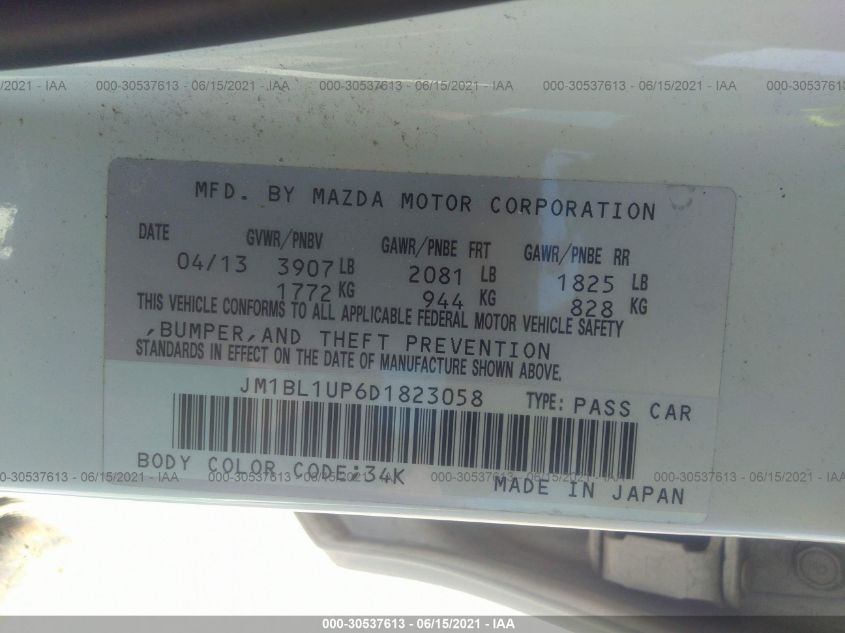 2013 MAZDA MAZDA3 I SPORT JM1BL1UP6D1823058