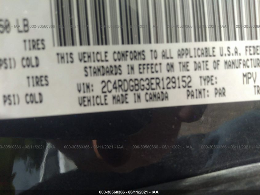 2014 DODGE GRAND CARAVAN AMERICAN VALUE PKG 2C4RDGBG3ER129152