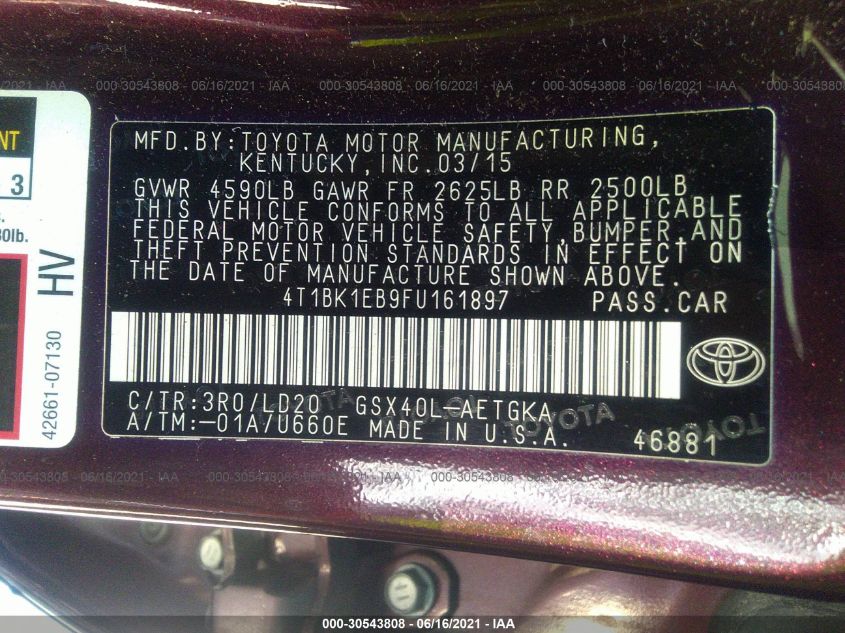2015 TOYOTA AVALON XLE 4T1BK1EB9FU161897