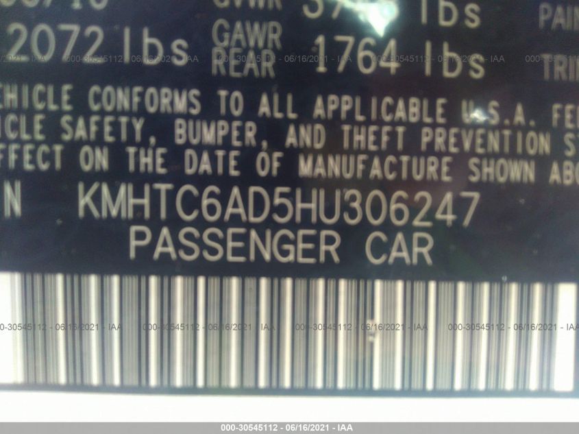 2017 HYUNDAI VELOSTER KMHTC6AD5HU306247
