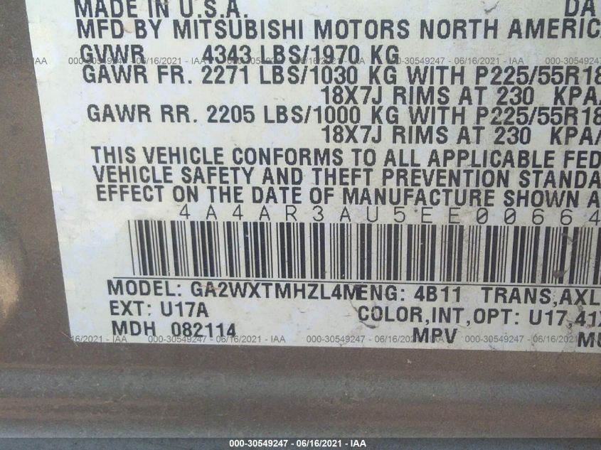 2014 MITSUBISHI OUTLANDER SPORT ES 4A4AR3AU5EE006649
