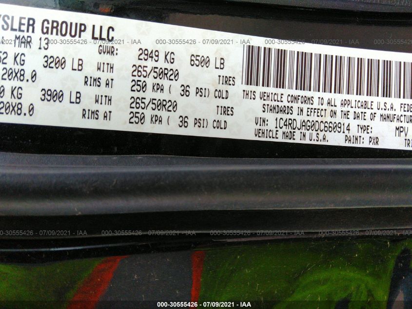 2013 DODGE DURANGO SXT 1C4RDJAG0DC660914
