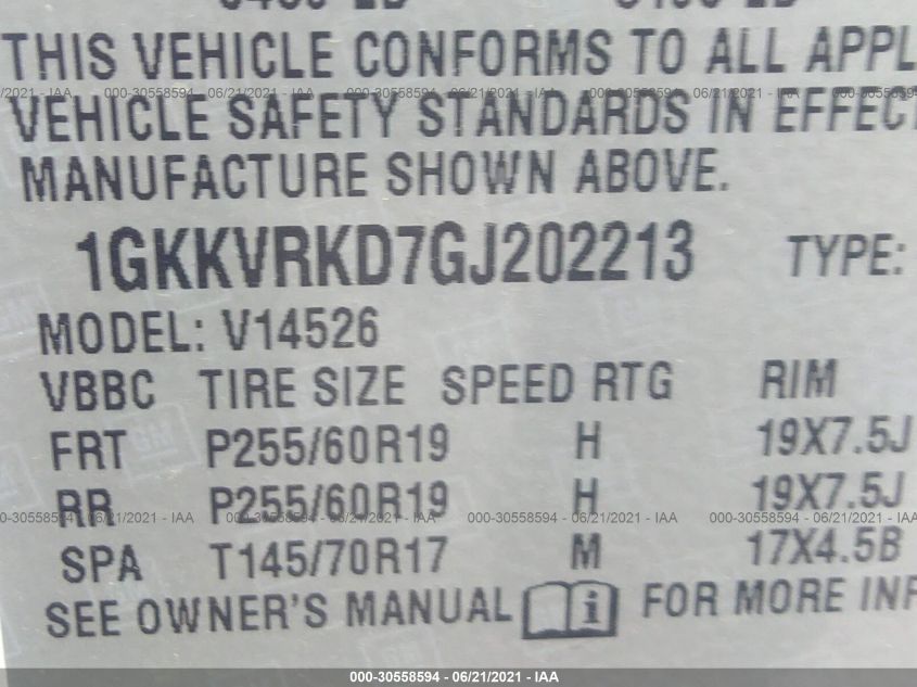 2016 GMC ACADIA SLT 1GKKVRKD7GJ202213