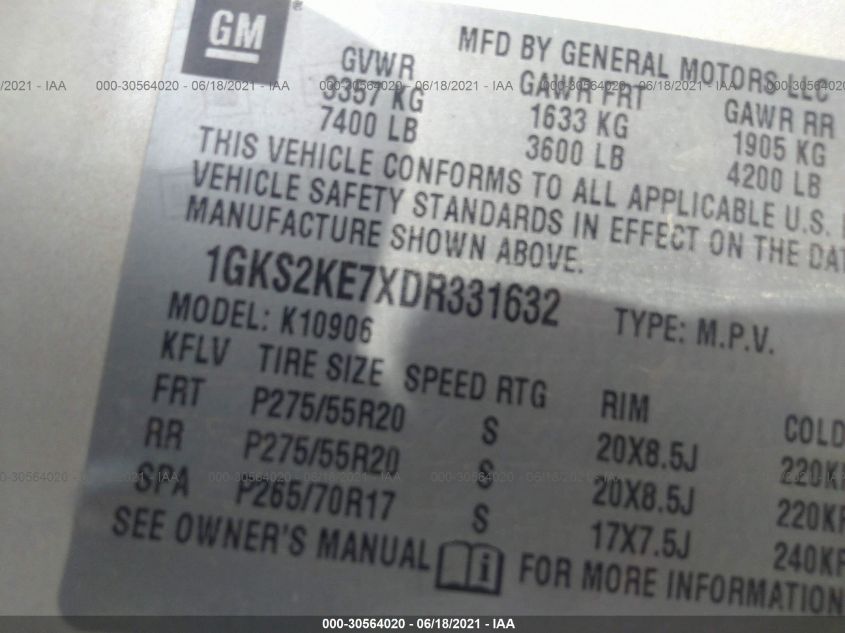 2013 GMC YUKON XL 1500 SLT 1GKS2KE7XDR331632