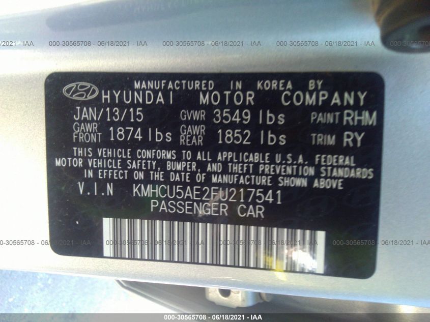 2015 HYUNDAI ACCENT SPORT KMHCU5AE2FU217541