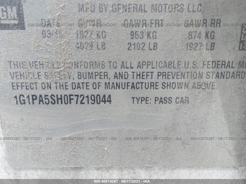 2015 CHEVROLET CRUZE LS 1G1PA5SH0F7219044
