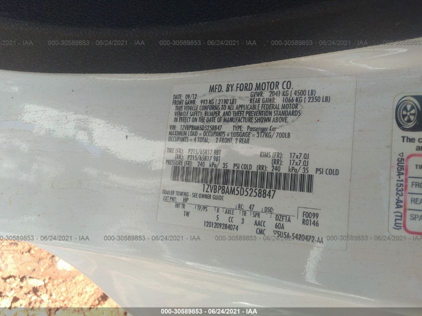 2013 FORD MUSTANG V6 1ZVBP8AM5D5258847
