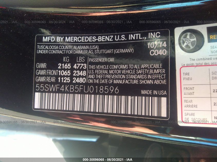 2015 MERCEDES-BENZ C-CLASS C 300 55SWF4KB5FU018596