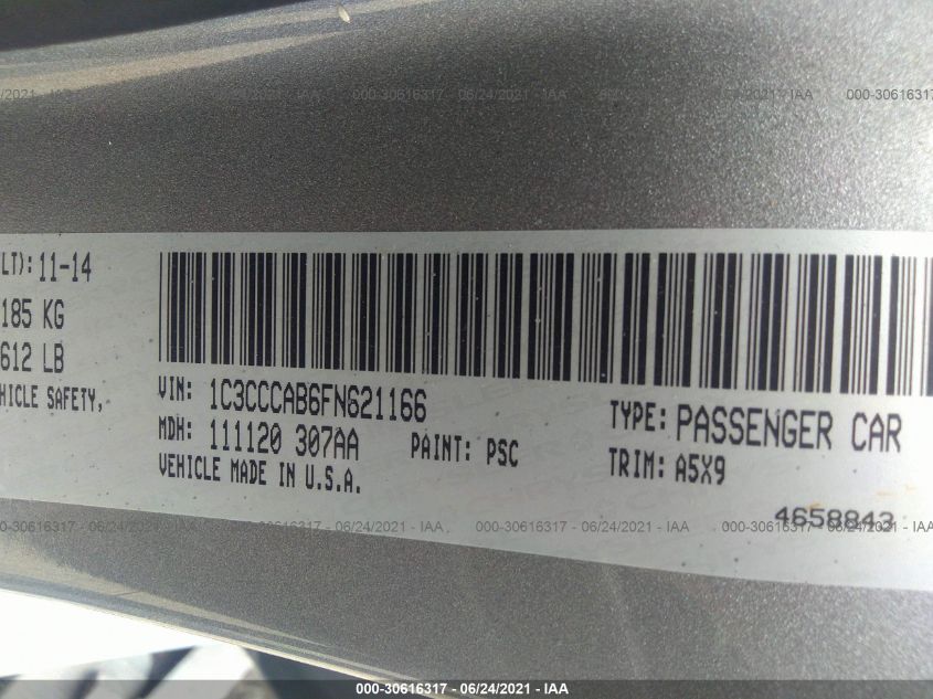 2015 CHRYSLER 200 LIMITED 1C3CCCAB6FN621166