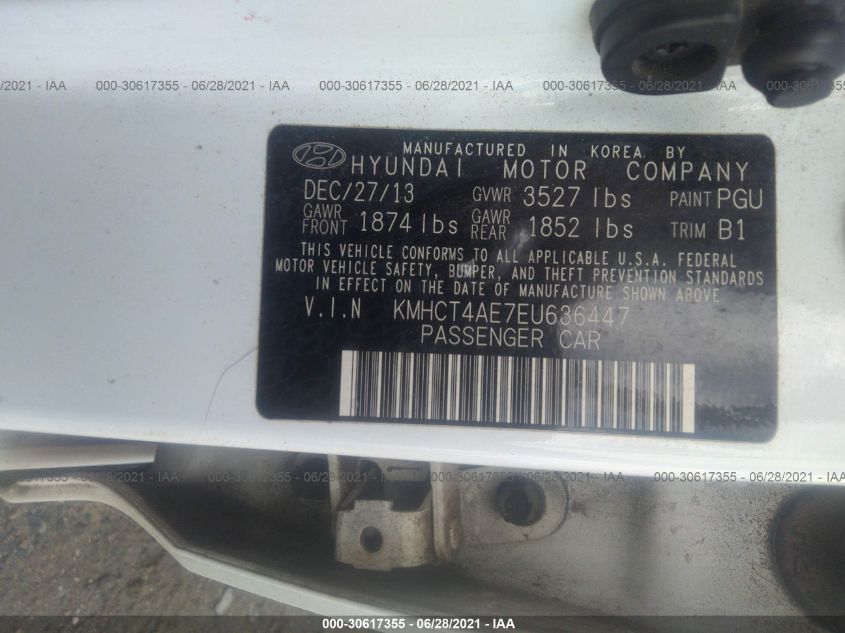 2014 HYUNDAI ACCENT GLS KMHCT4AE7EU636447