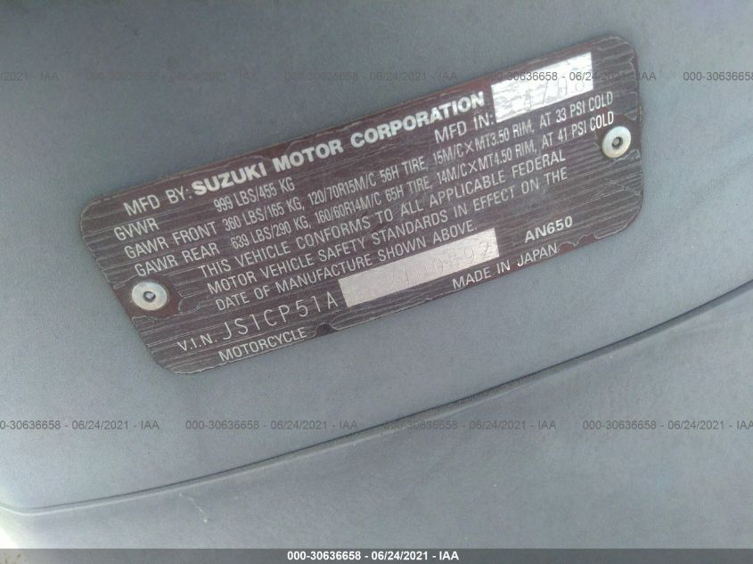2008 SUZUKI AN650 JS1CP51A382100892