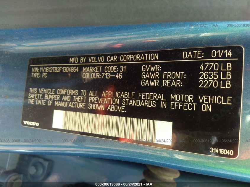 2015 VOLVO S60 T5 PREMIER YV1612TB2F1304864