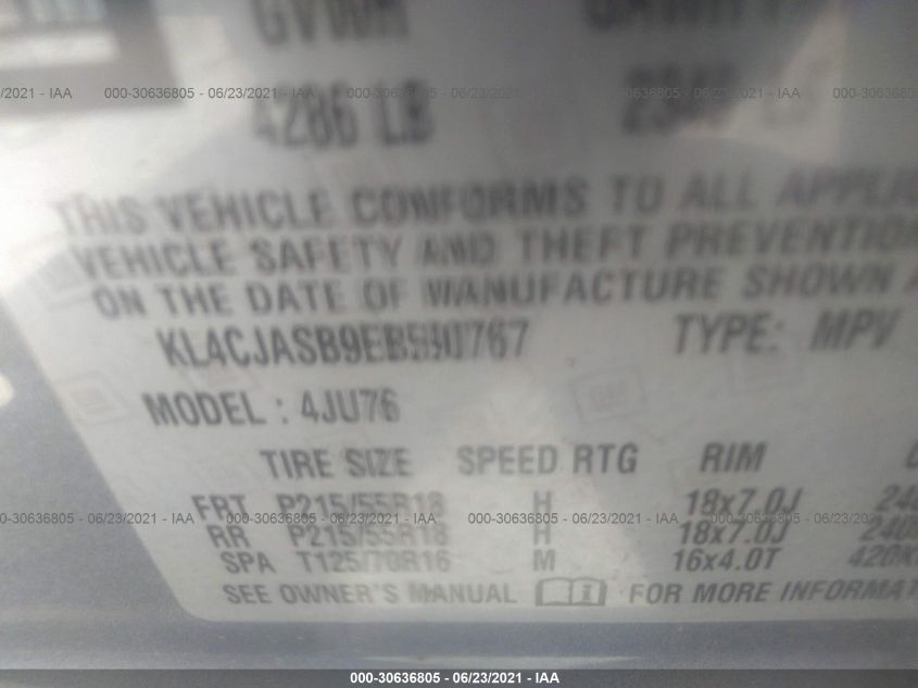 2014 BUICK ENCORE KL4CJASB9EB590767