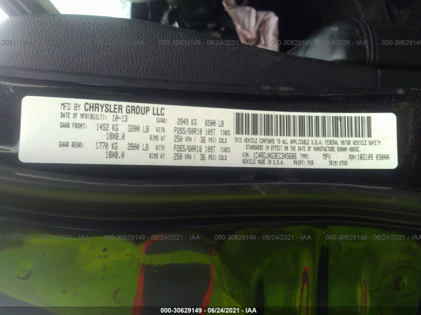 2014 DODGE DURANGO SXT 1C4RDJAG3EC345686