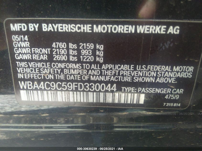2015 BMW 4 SERIES 428I XDRIVE WBA4C9C59FD330044