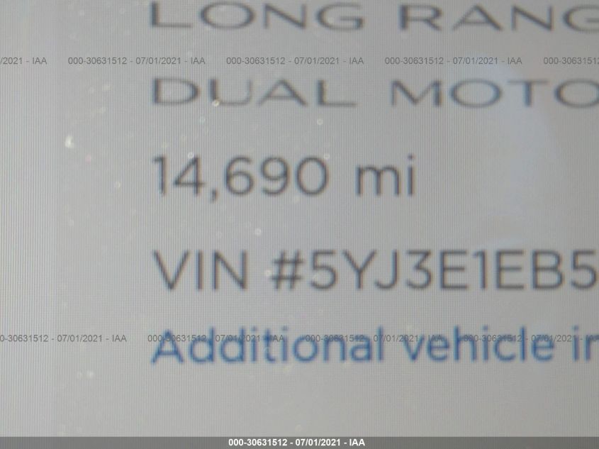 2020 TESLA MODEL 3 LONG RANGE 5YJ3E1EB5LF618421