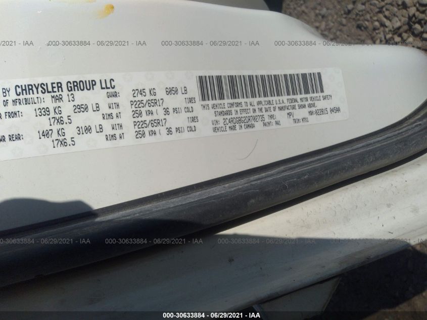 2013 DODGE GRAND CARAVAN SE 2C4RDGBG2DR702735