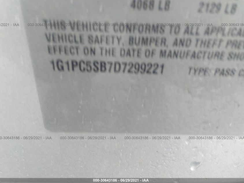 2013 CHEVROLET CRUZE 1LT 1G1PC5SB7D7299221