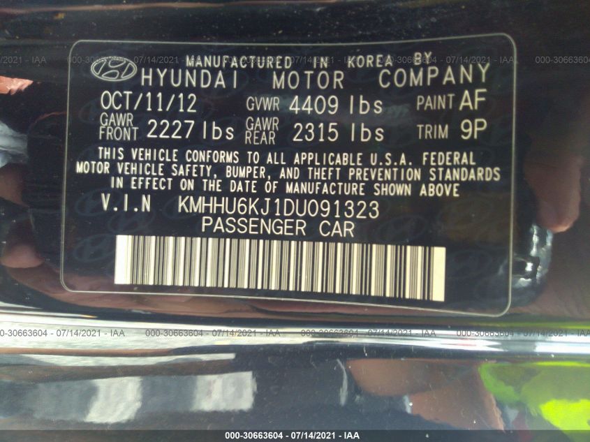 2013 HYUNDAI GENESIS COUPE 3.8 GRAND TOURING KMHHU6KJ1DU091323