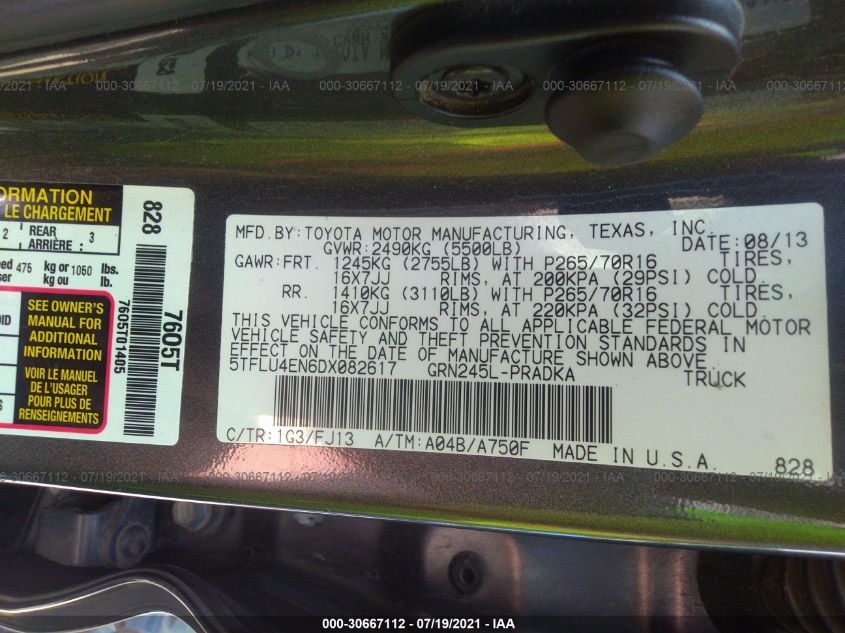 2013 TOYOTA TACOMA 5TFLU4EN6DX082617