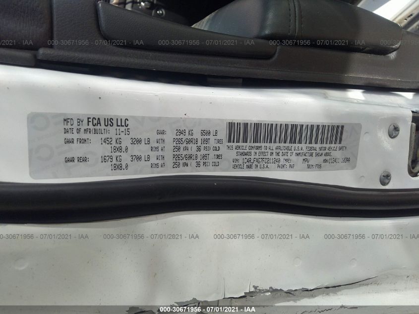 2015 JEEP GRAND CHEROKEE LAREDO 1C4RJFAG7FC211240