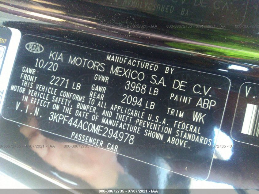 2021 KIA FORTE GT 3KPF44AC0ME294978