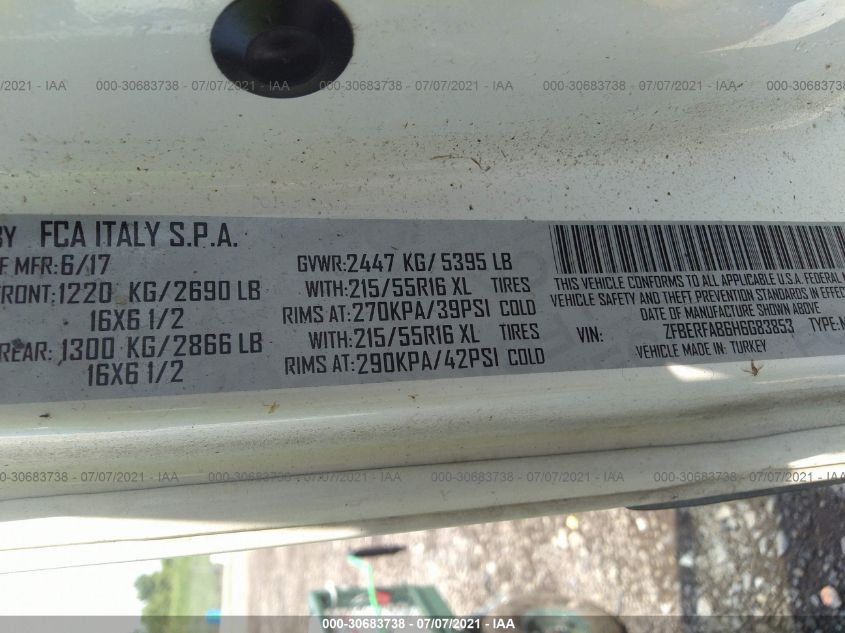 2017 RAM PROMASTER CITY CARGO VAN TRADESMAN ZFBERFAB6H6G83853
