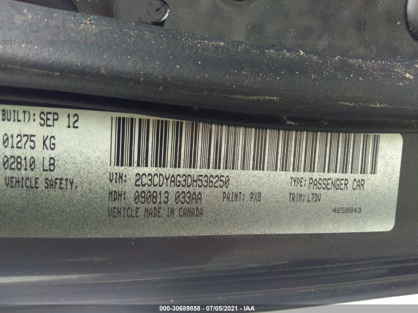 2013 DODGE CHALLENGER SXT 2C3CDYAG3DH536250