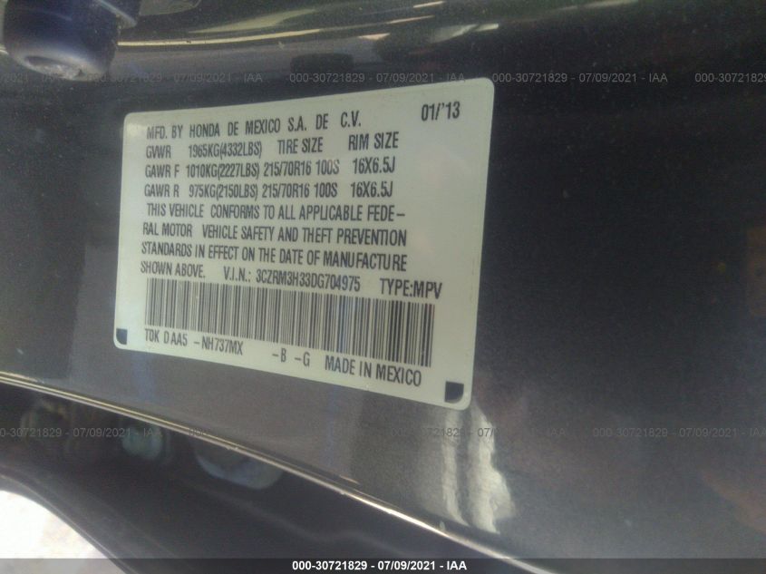 2013 HONDA CR-V LX 3CZRM3H33DG704975